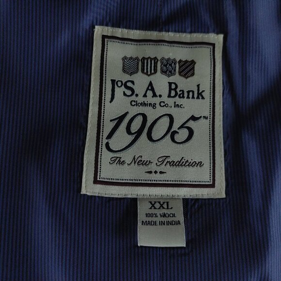 Jos A Bank 1905 The New Tradition Slim Fit 46R Wool Blue 2pc Suit Jacket & Vest - Picture 14 of 15
